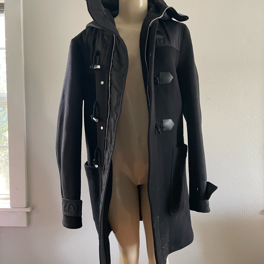 Givenchy Paris Wool Hooded Black Parka Coat